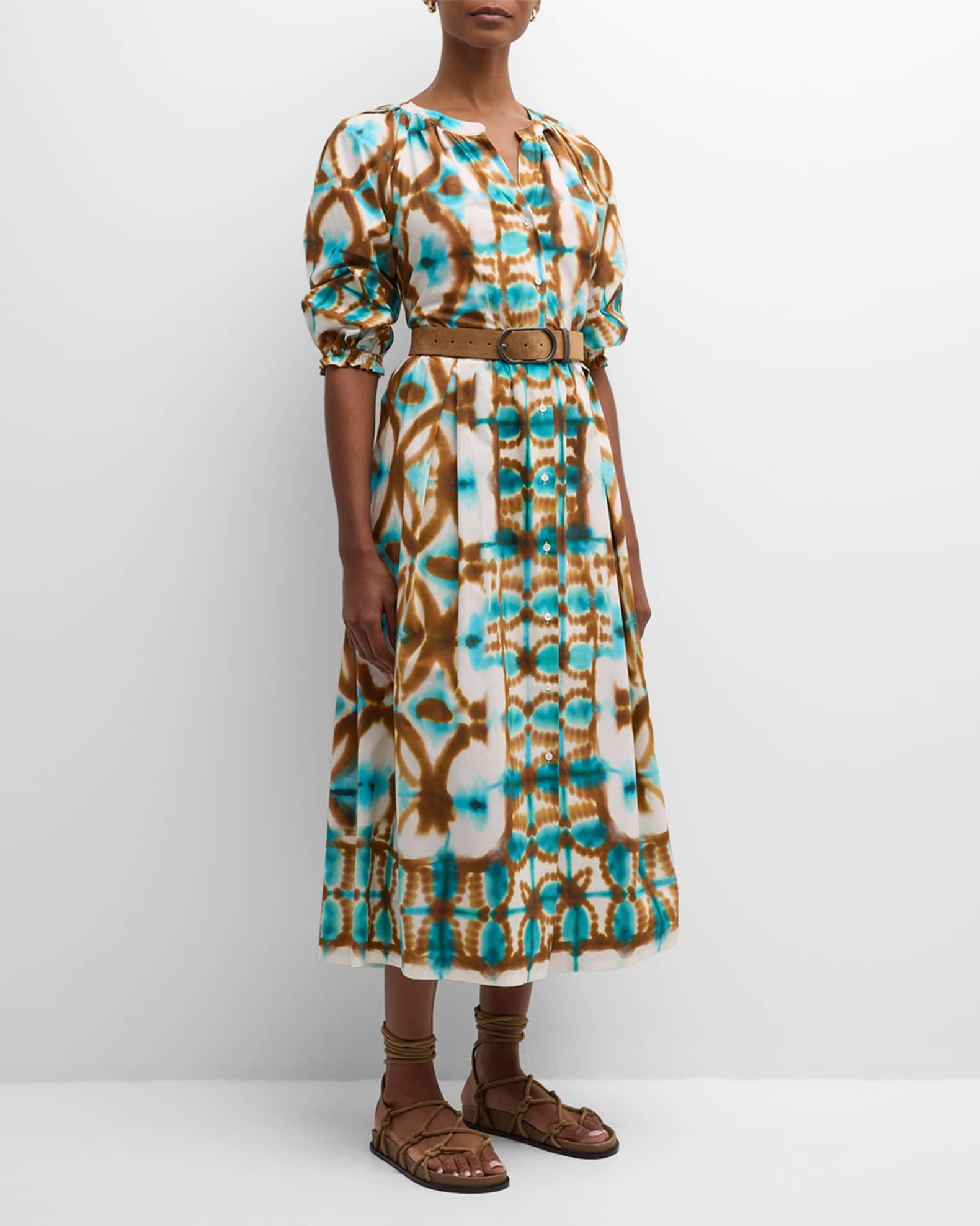 Cande Raglan-Sleeve Tie-Dye Midi Shirtdress Product Image