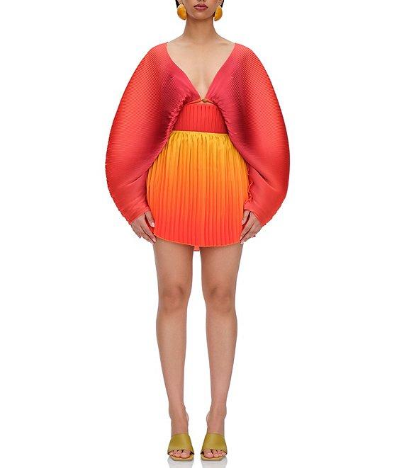 Andrea Iyamah Kata Satin Ombre Pleated Mini Skirt Product Image