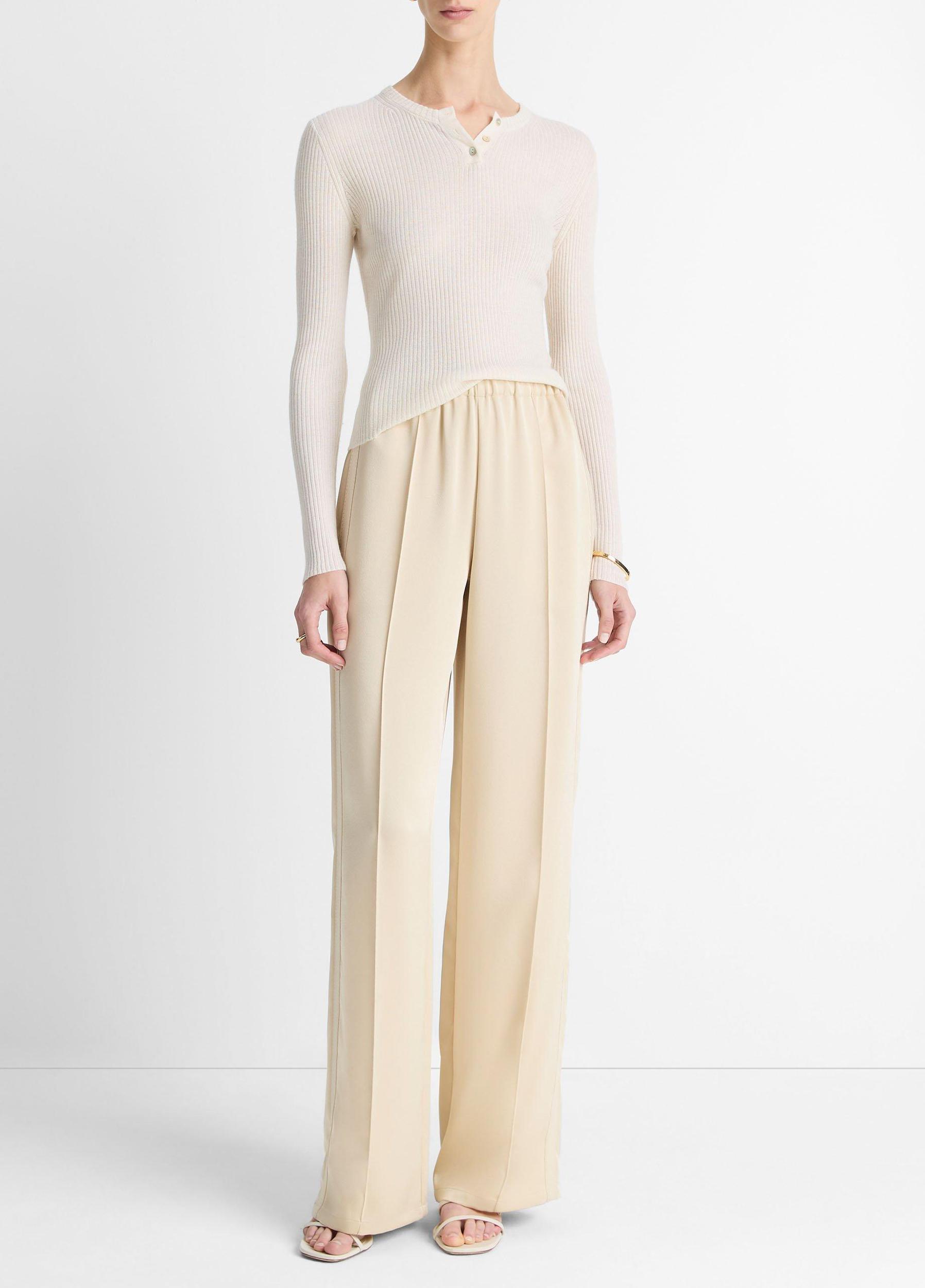 Ribbed Cashmere-Silk Henley Sweater Product Image