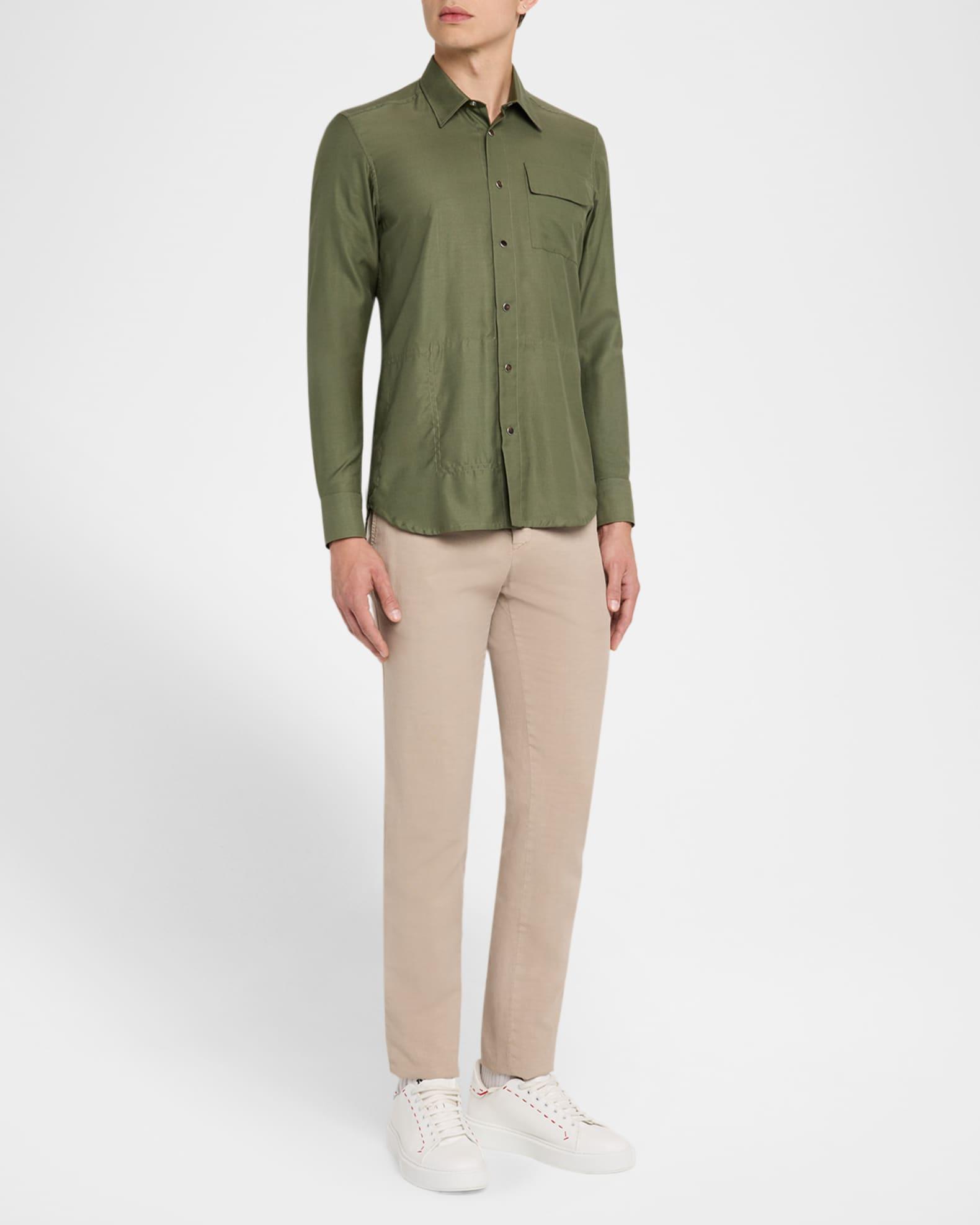 Men's Cotton and Silk Snap-Front Overshirt Product Image