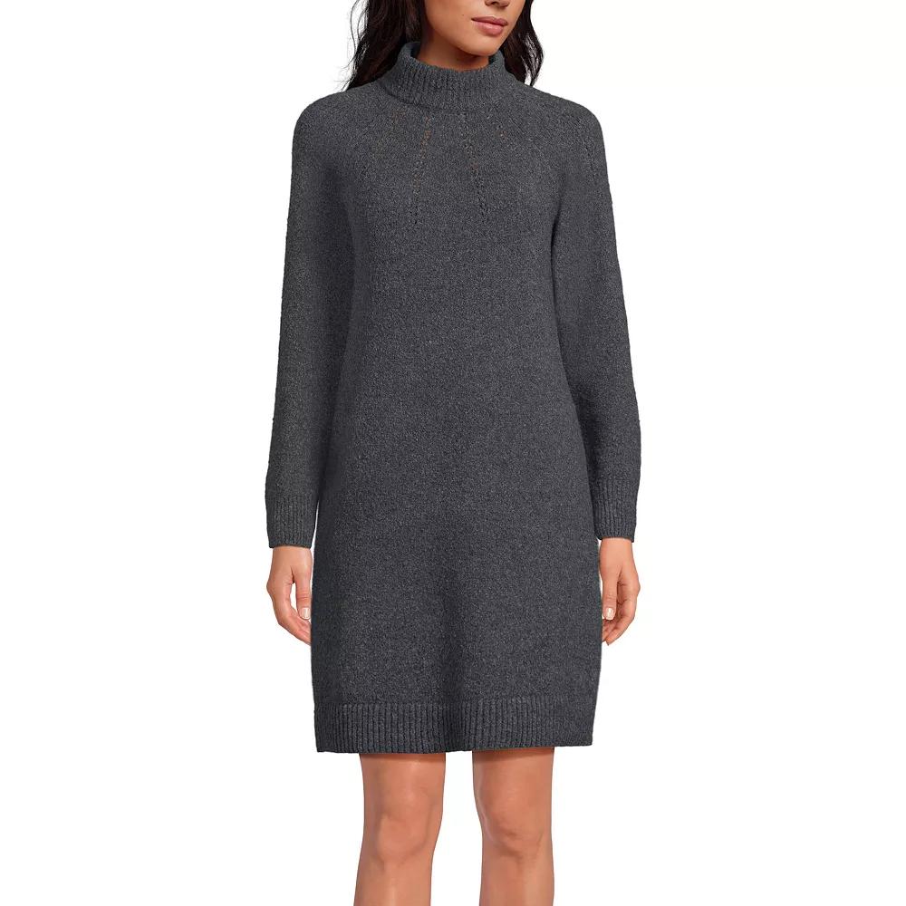 Women's Lands' End Boucle Long Sleeve Mock Neck Sweater Dress, Size: XS, Vicuna Grey Product Image