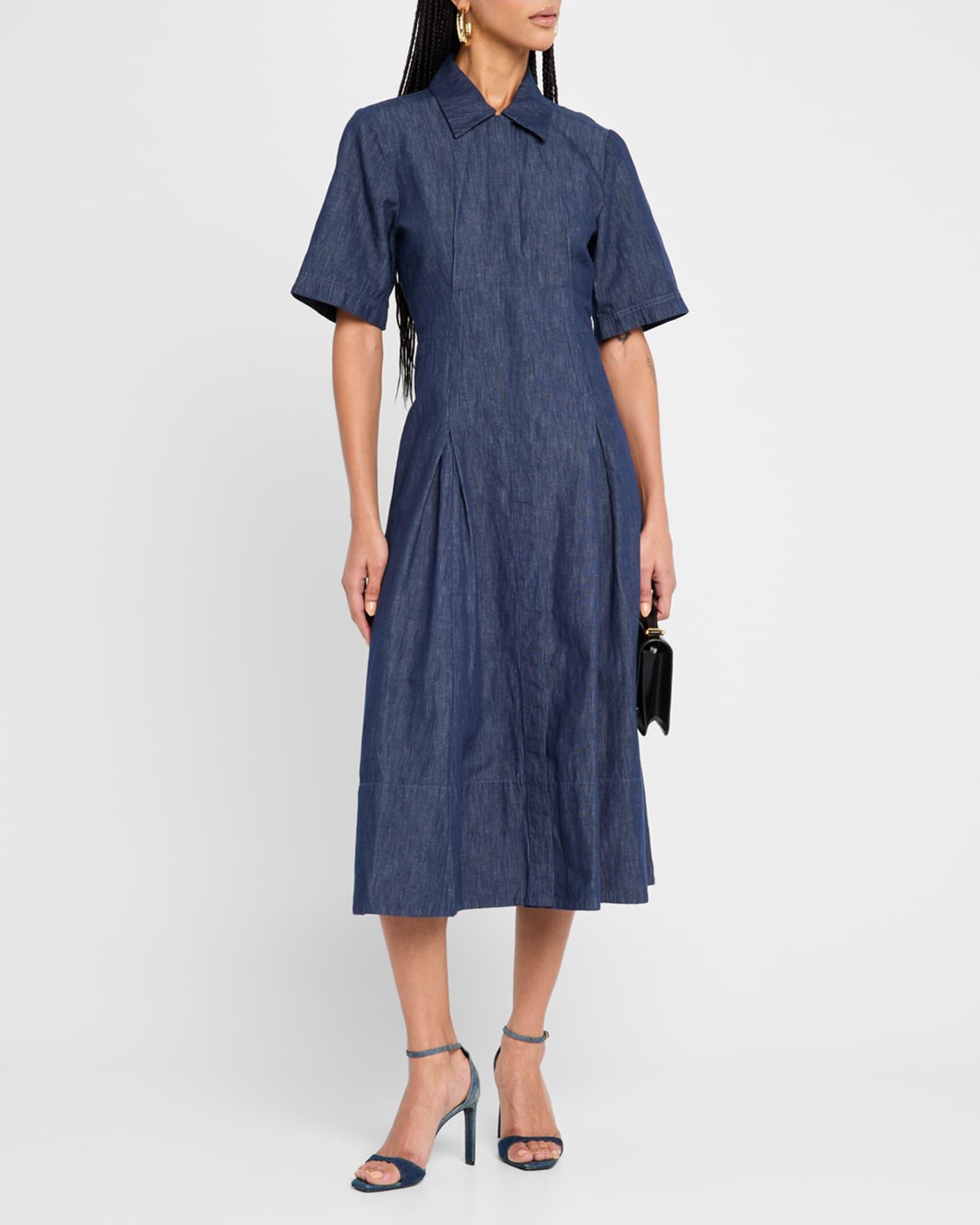 Short-Sleeve Denim Shirtdress Product Image
