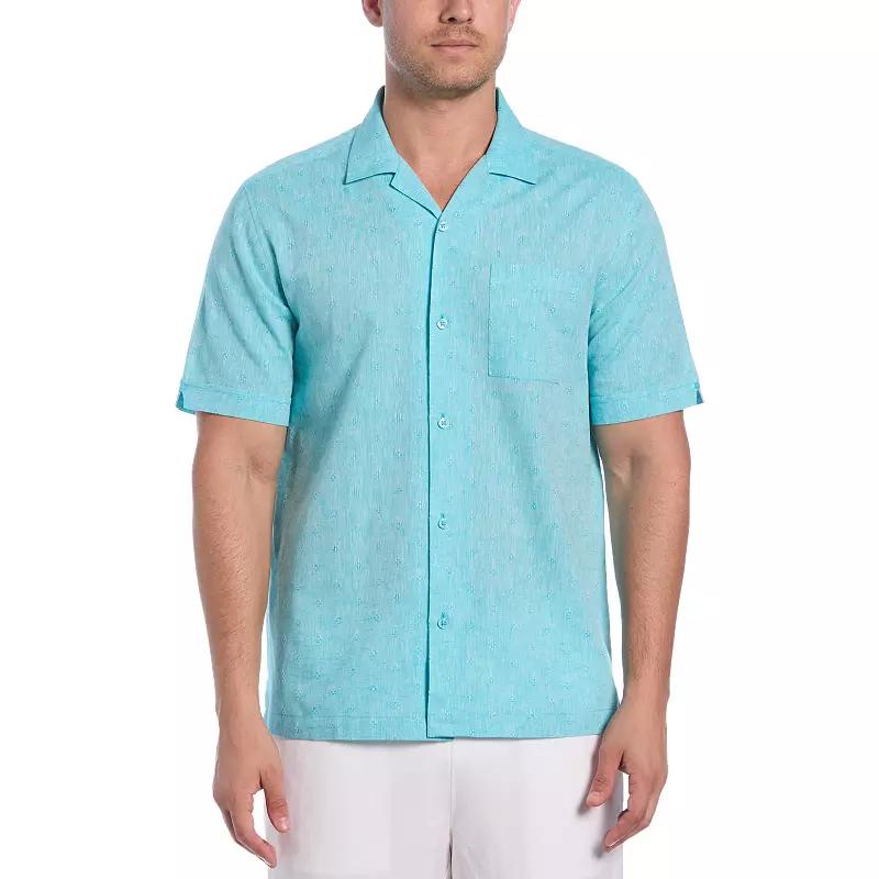 Men's Cubavera Linen Blend Diamond Dobby Print Short Sleeve Button-Down Shirt,  Product Image