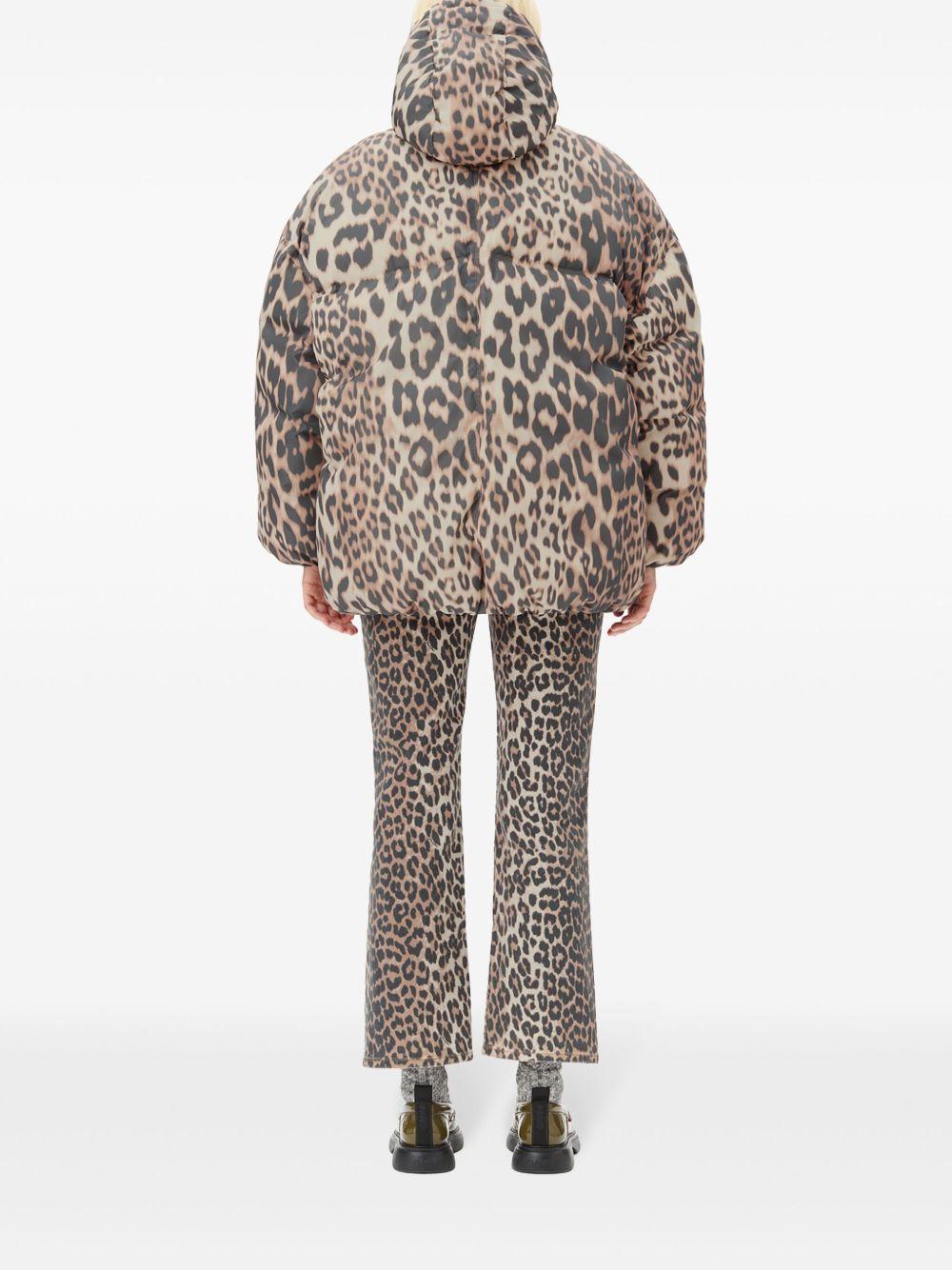 leopard print hooded puffer jacket Product Image