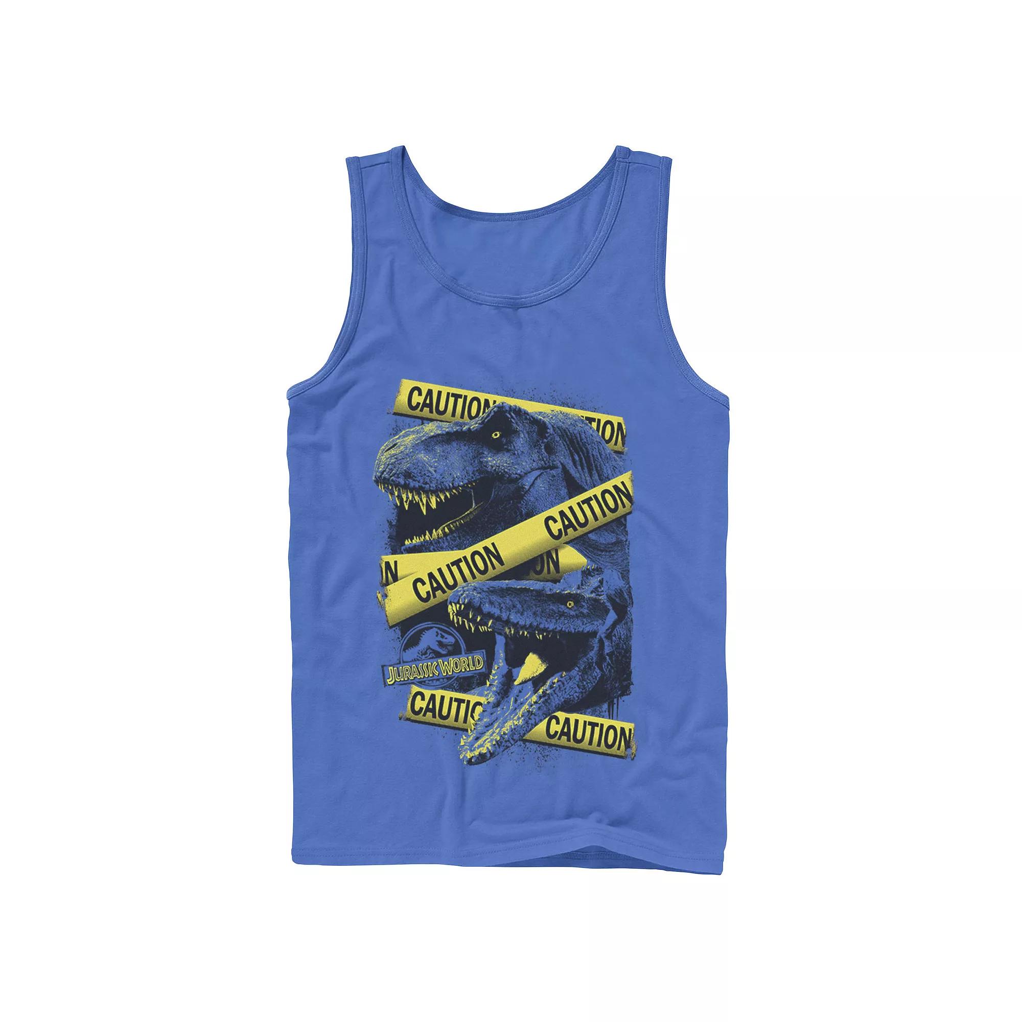 Men's Jurassic World Dinosaur Caution Splatter Tank Top,  Product Image