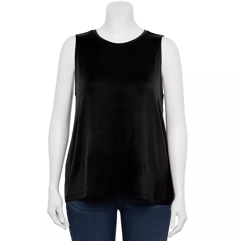 Plus Size Nine West Essential Easy High-Neck Tank, Women's, Size: 3XL, Black Product Image
