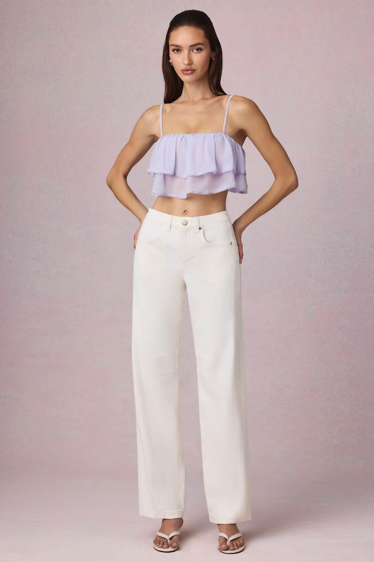 Mid-Rise Barrel-Leg Jeans in Ecru Wash Product Image