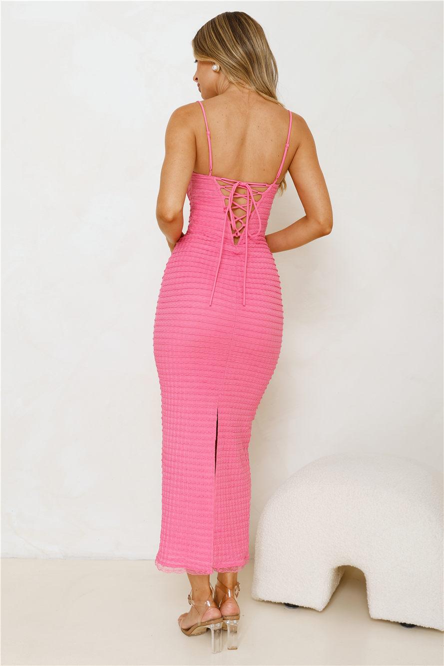 Street Style Chic Midi Dress Pink Product Image