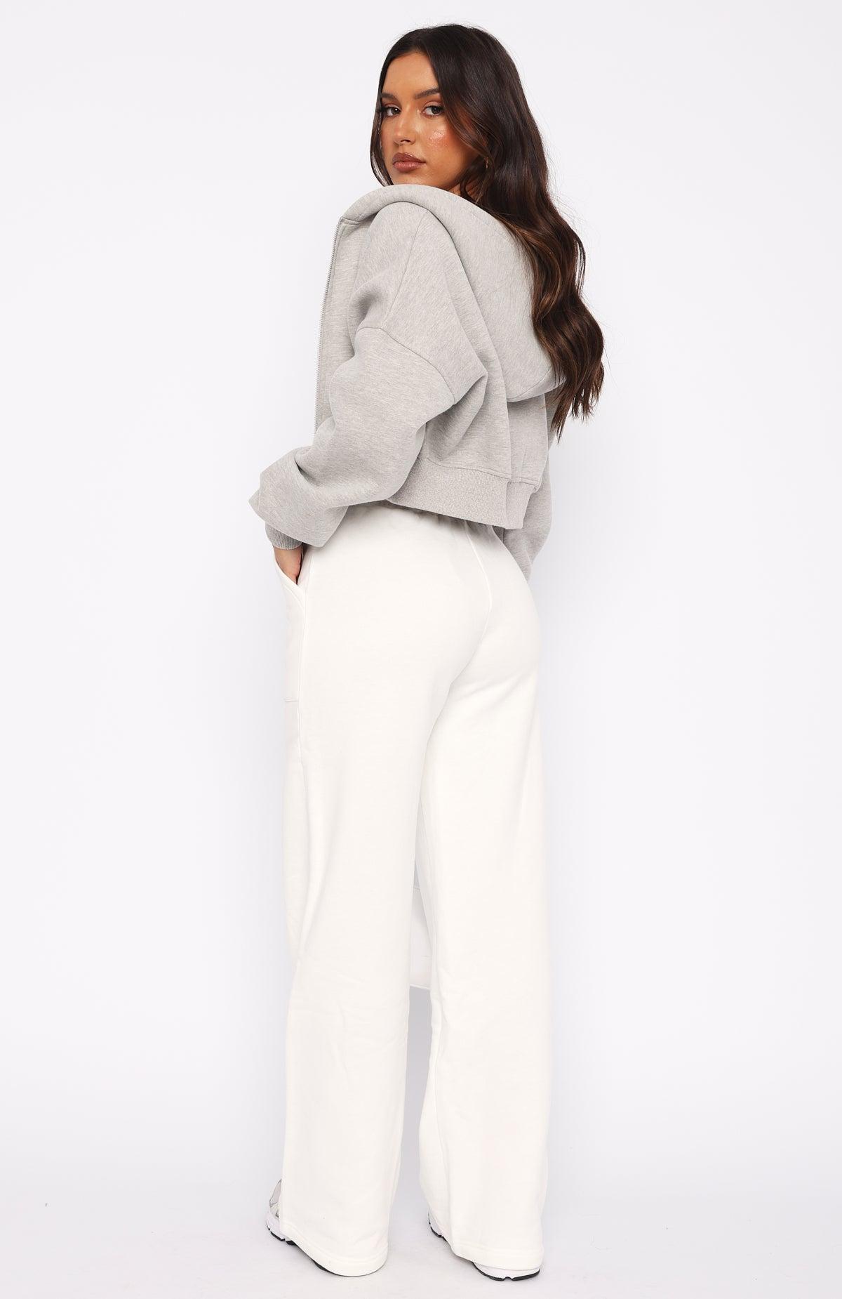 You'd Love It Here Wide Leg Sweatpants White Product Image