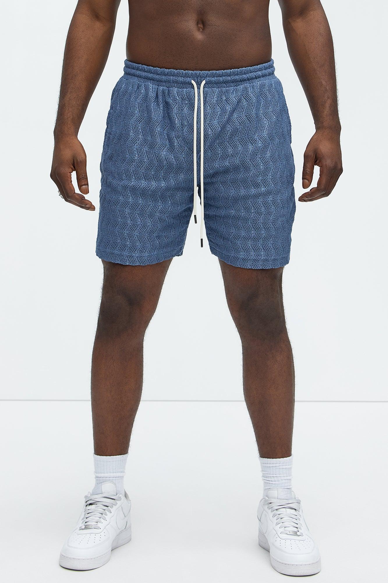 Echo Textured Drawstring Shorts - Blue Product Image