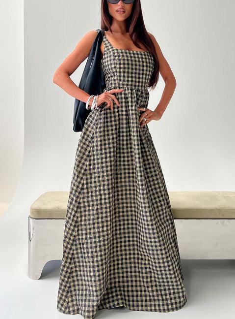 Cartmel Check Maxi Dress Black / Cream Product Image
