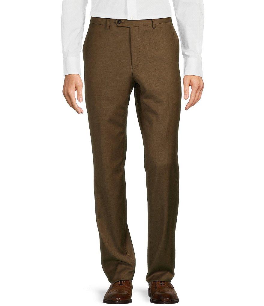 Hickey Freeman Modern Fit Flat-Front Solid Dress Pants Product Image