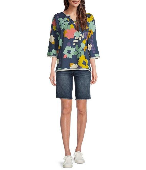 KUT from the Kloth Natalie Stretch Denim Mid Rise Bermuda Shorts Product Image