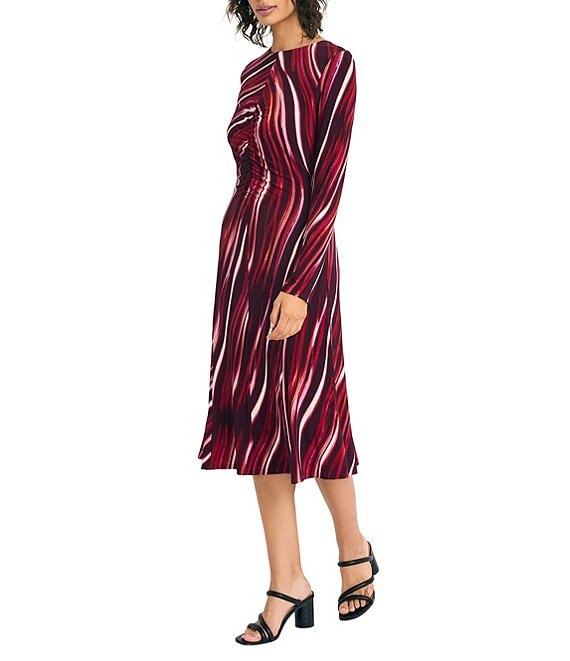 Maggy London Long Sleeve Printed A-Line Midi Dress Product Image