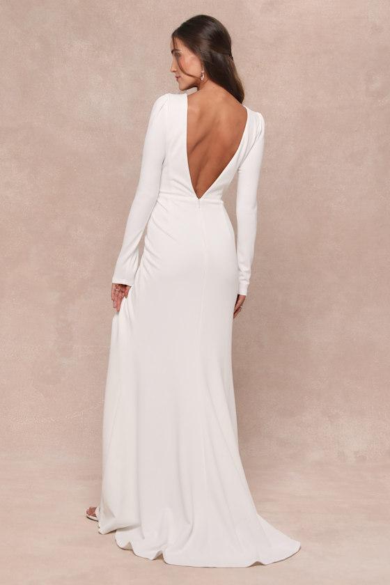 Stunning Romance White Long Sleeve Mermaid Maxi Dress Product Image