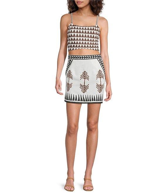 Mo Maya Tara Hand Painted Print High Rise Coordinating Skirt Product Image