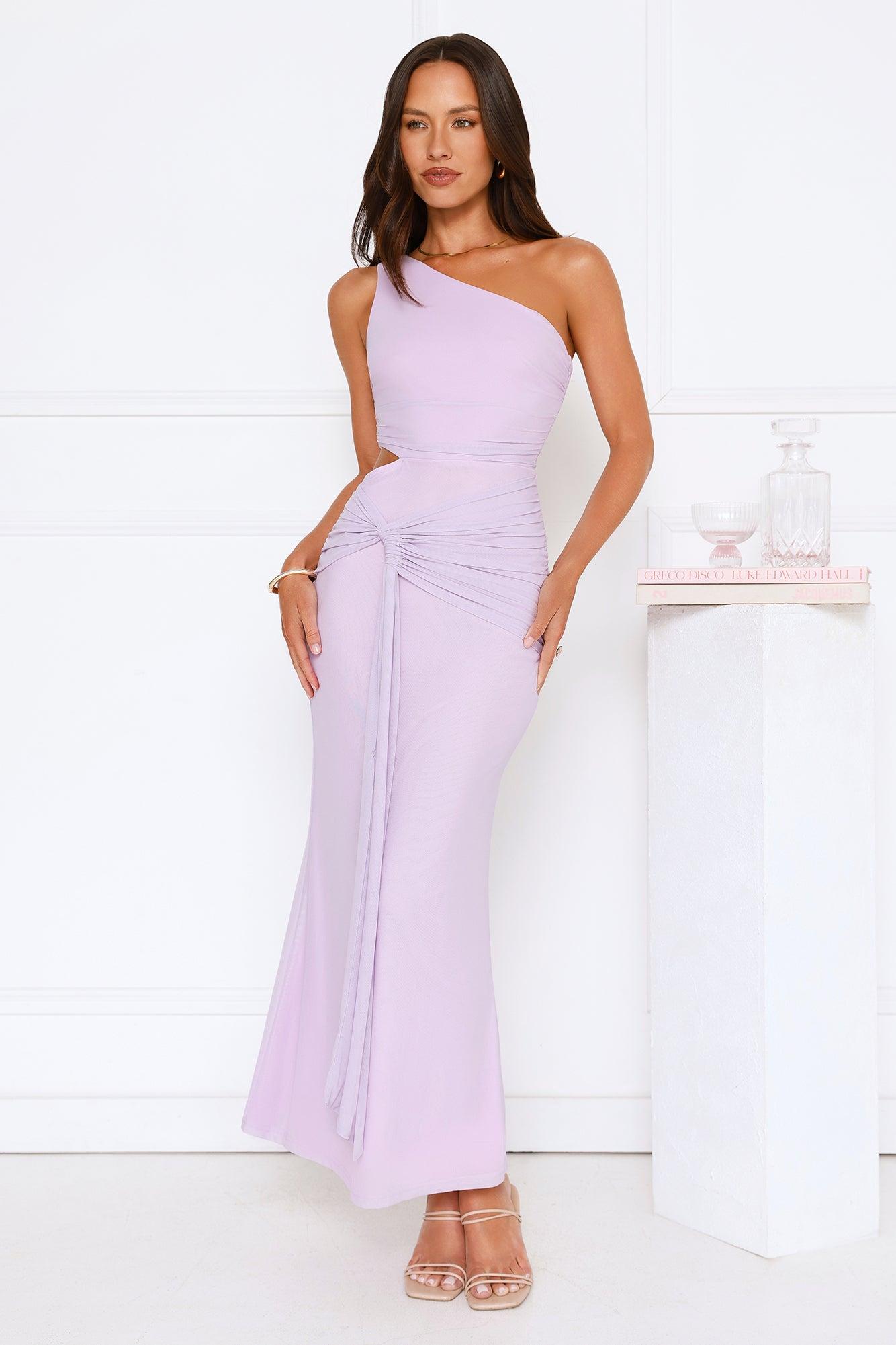 Style Capital One Shoulder Mesh Maxi Dress Lilac Product Image