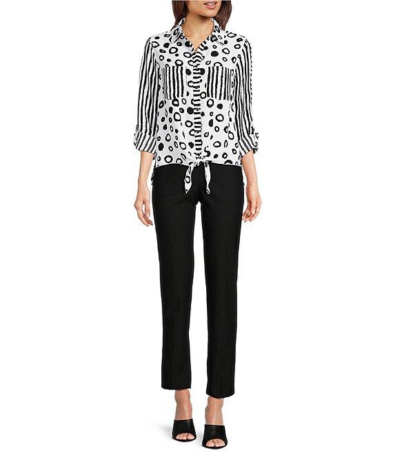 Ali Miles Solid Woven Skinny Leg No Waist Pull-On Ankle Pants Product Image