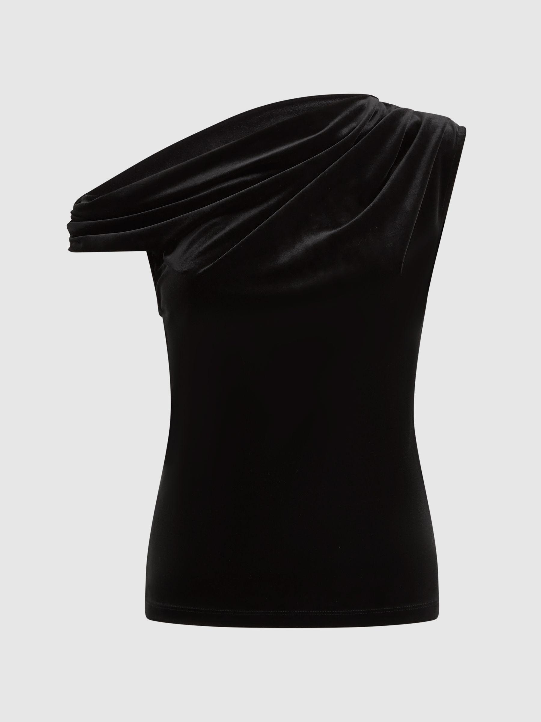 Velvet Off-The-Shoulder Top in Black Product Image