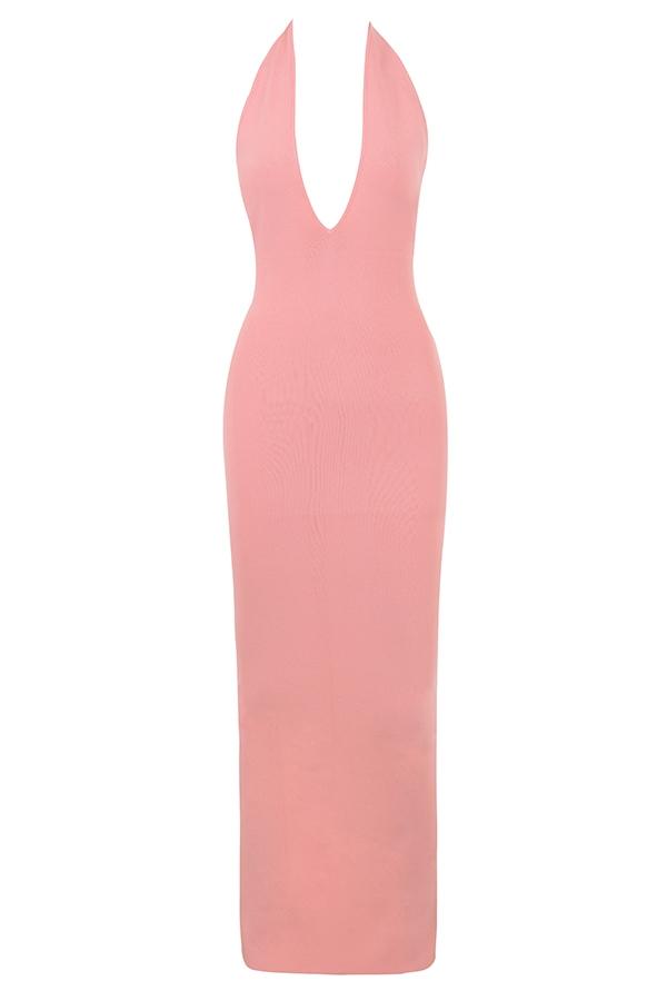 Camelia  apricot plunge maxi dress Product Image
