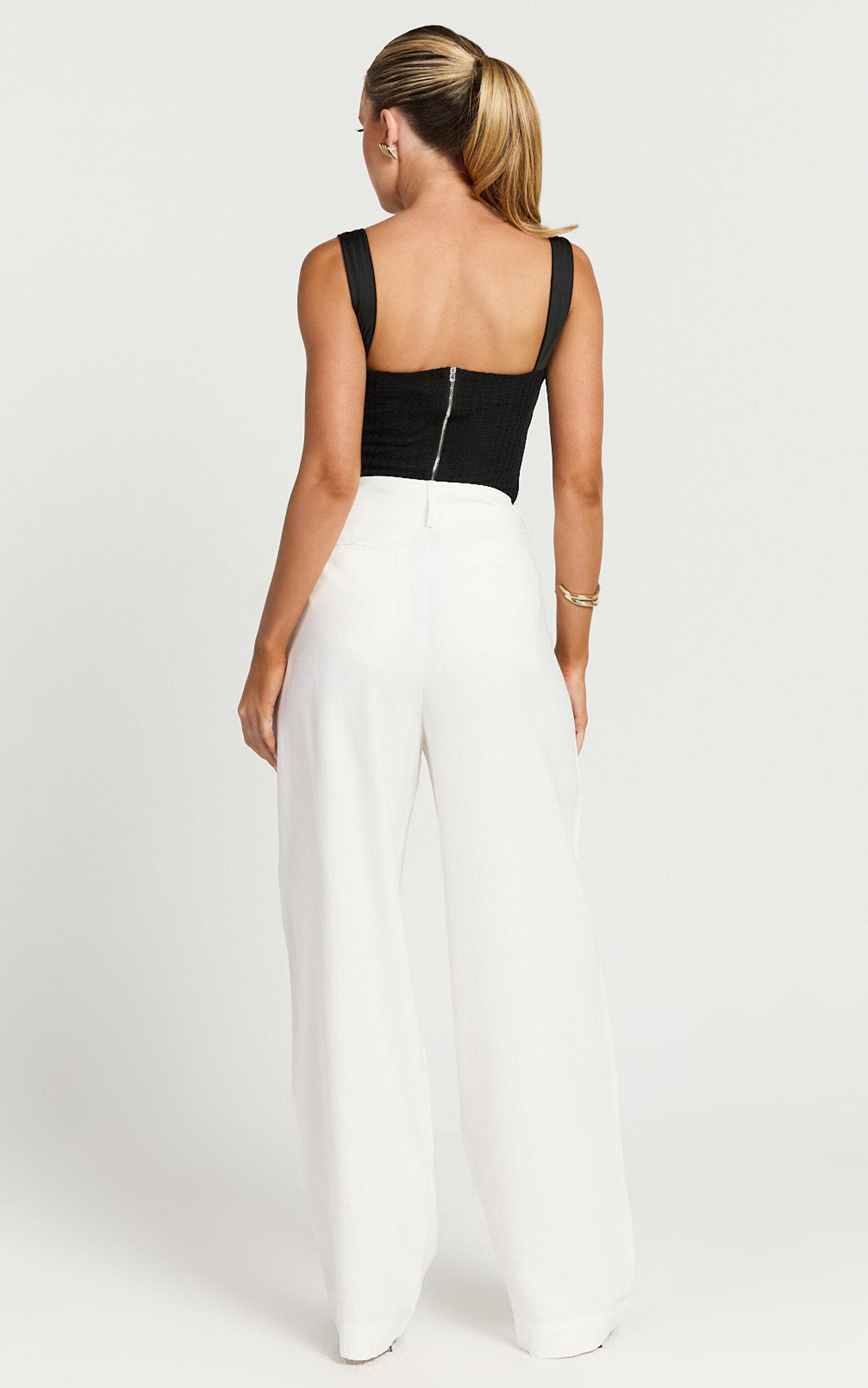 Augustus Pants - High Waisted Wide Leg Tailored Pants in White Product Image