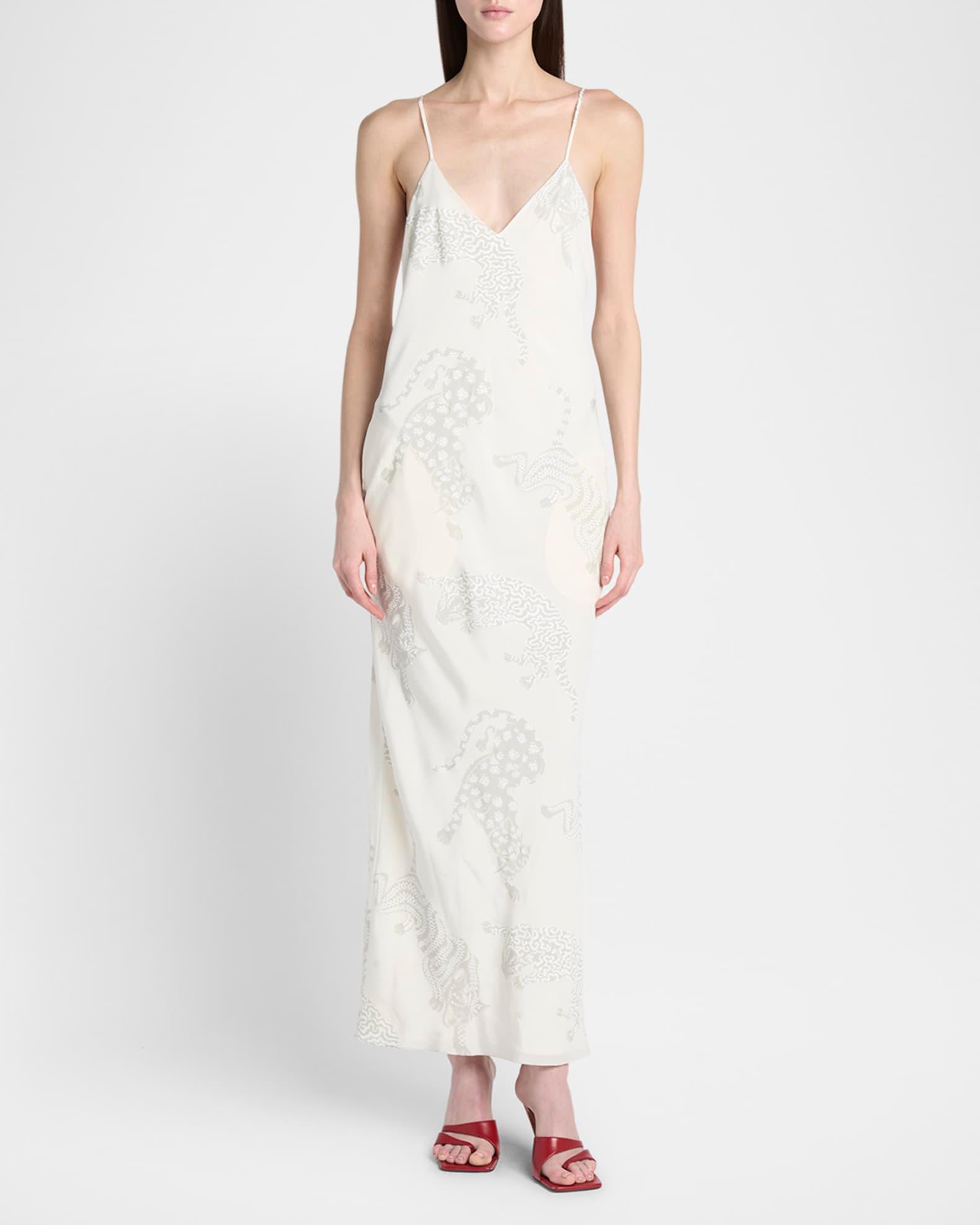 Wild Cat-Print Silk Backless Slip Gown Product Image