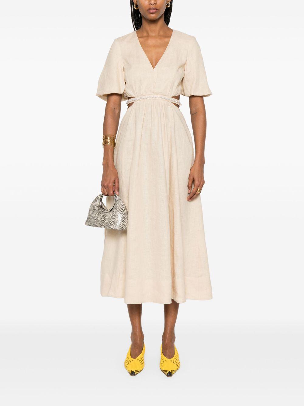 faux-pearl-embellished midi dress Product Image