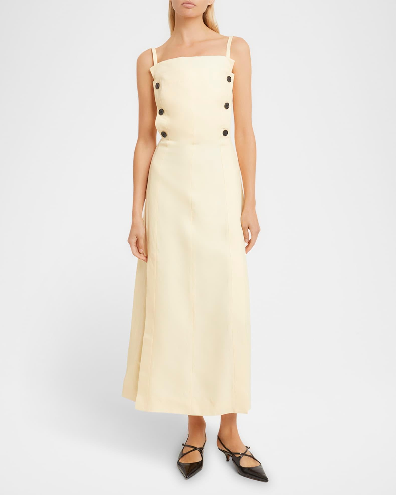 Candice Long Buttoned Linen Dress Product Image