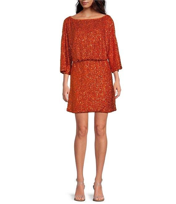 Never Fully Dressed Sequin Tilly Off The Shoulder Long Sleeve Mini Dress Product Image