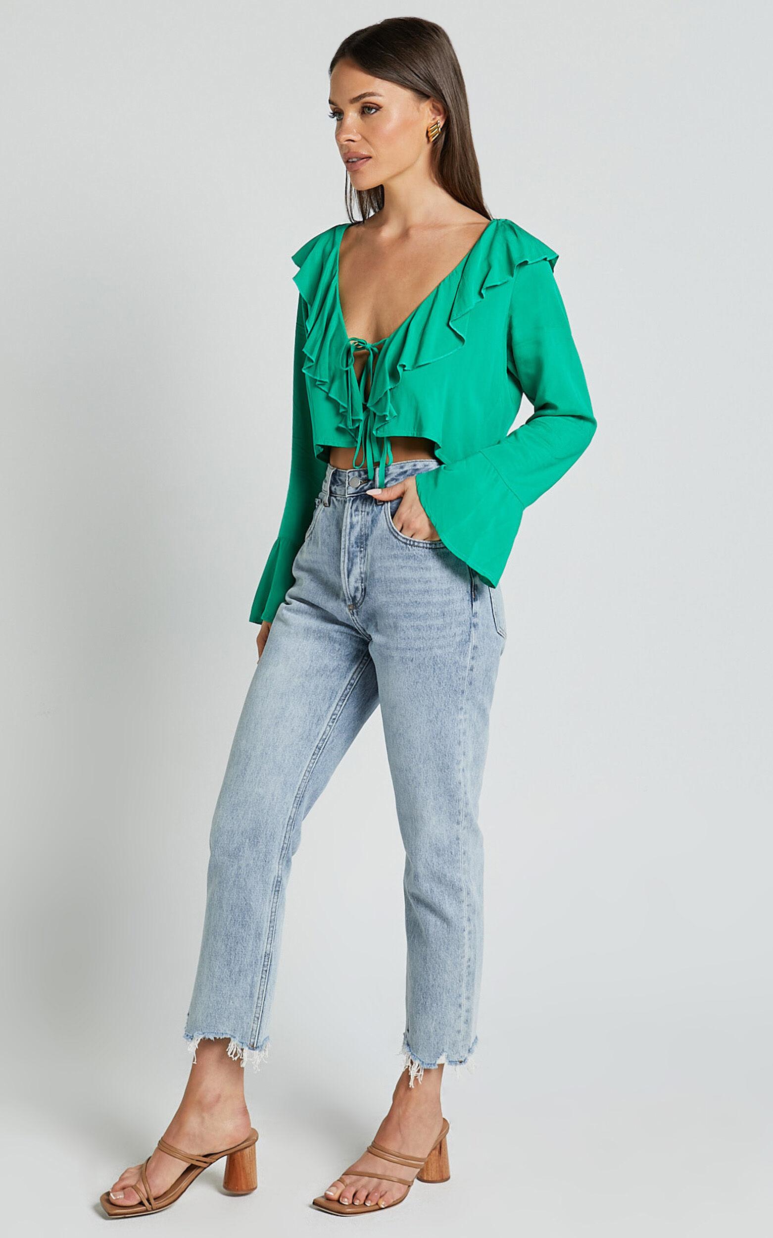 Rumina Top - Long Sleeve Top in Green Product Image