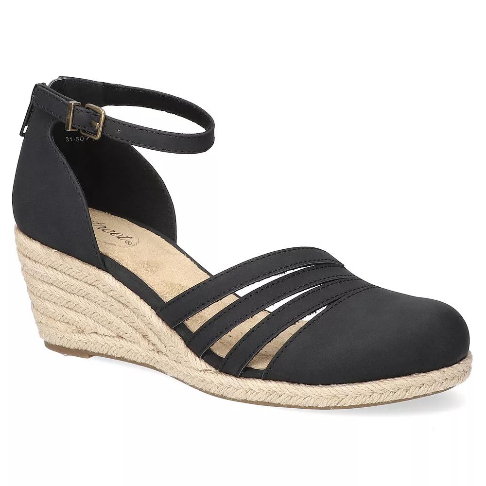 Easy Street Daytona Espadrille Women's Wedge Sandals, Size: 7 XW, Black Product Image
