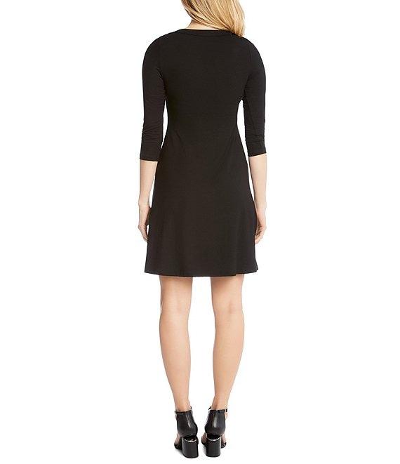 Karen Kane Scoop Neck 3/4 Sleeve Fit and Flare Knit Dress Product Image