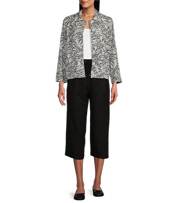 Allison Daley 3/4 Sleeve Point Collar Button Front Linen Blend Jacket Product Image