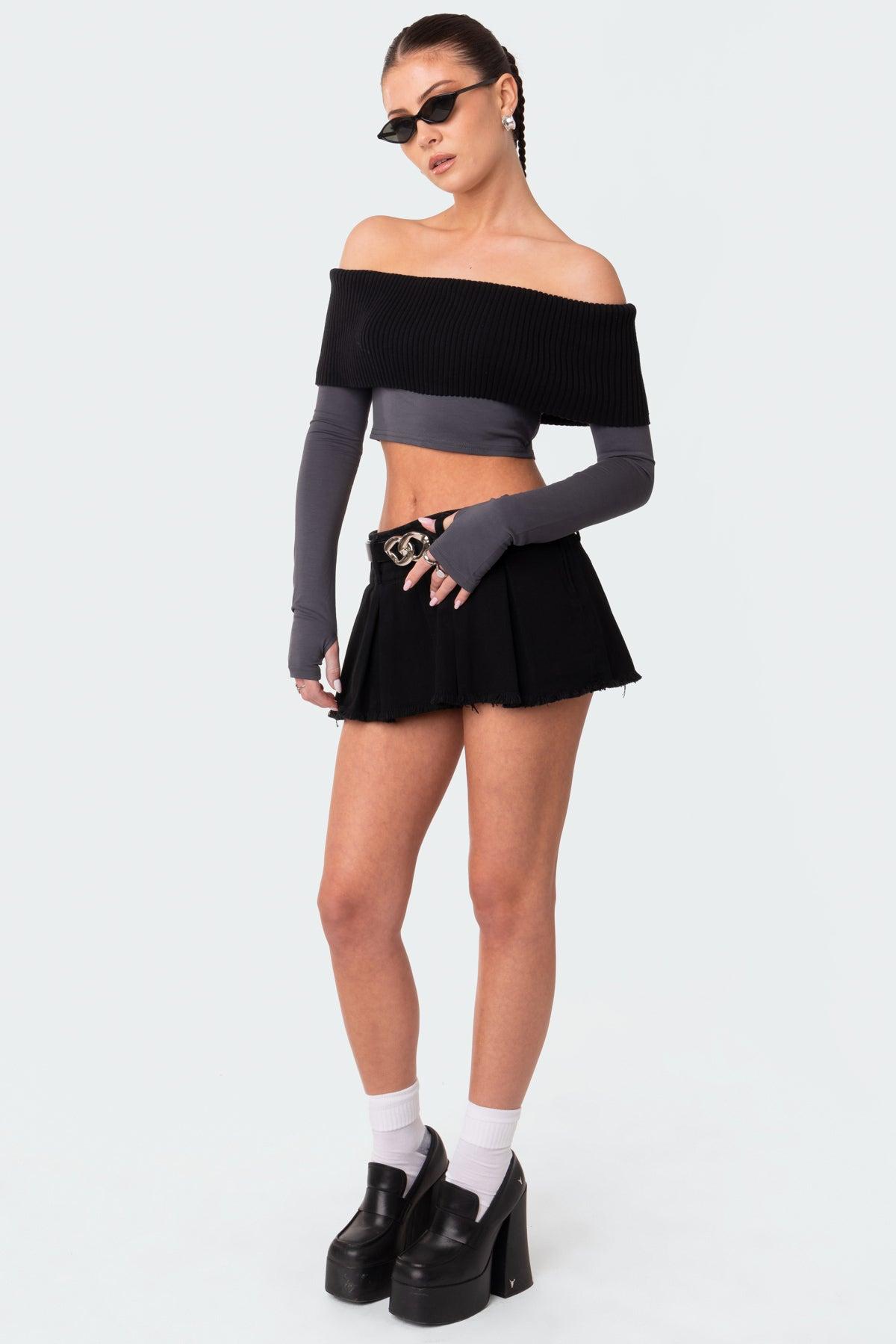Alma Off Shoulder Half Knit Top Product Image