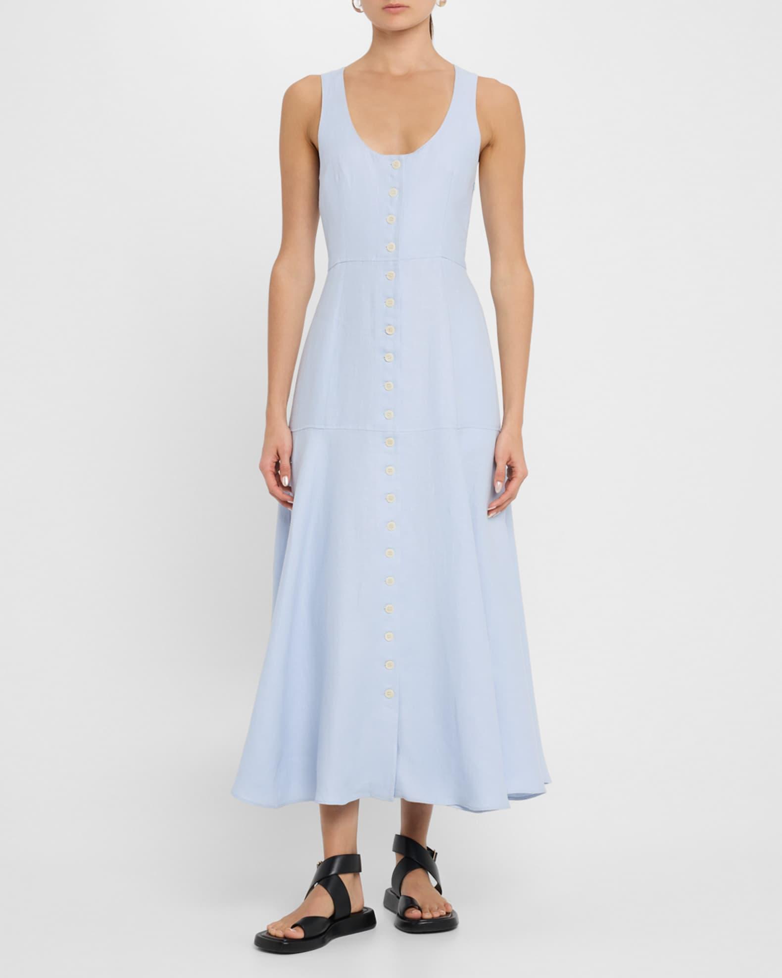 Marcy Sleeveless Linen Twill Midi Dress Product Image