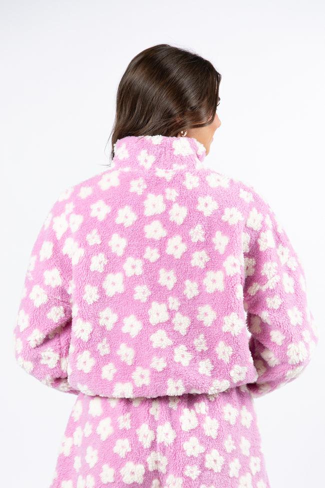 Front Runner Purple Floral Sherpa Quarter Zip Pullover FINAL SALE Product Image