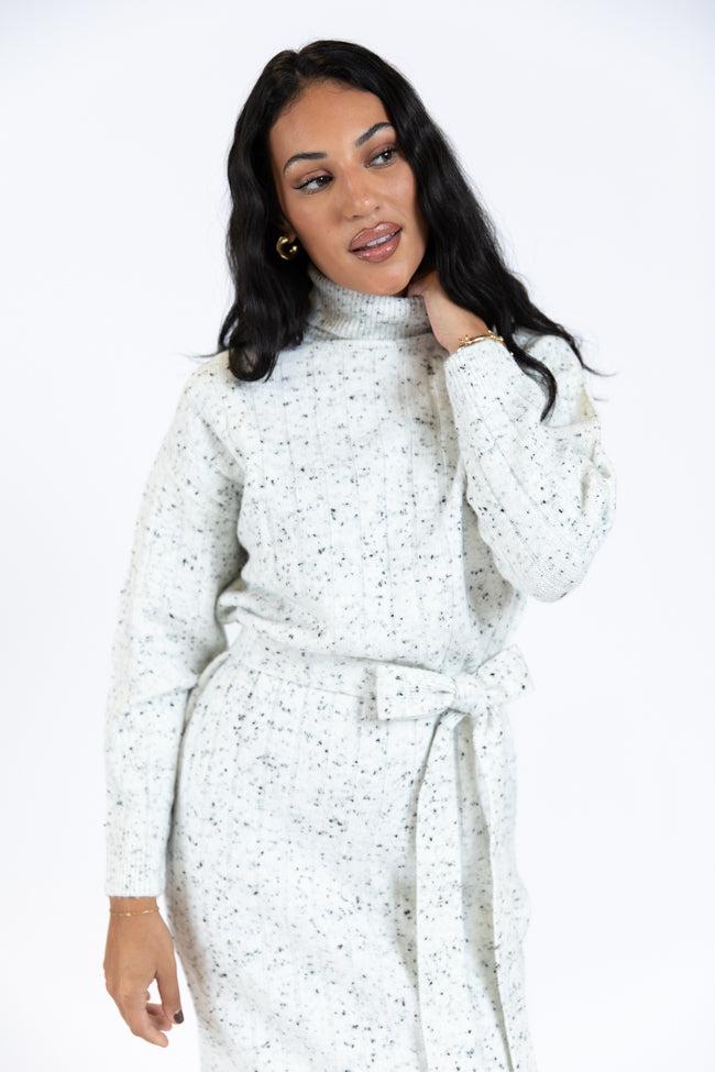 Belong To Me Grey Slub Knit Belted Midi Dress FINAL SALE Product Image