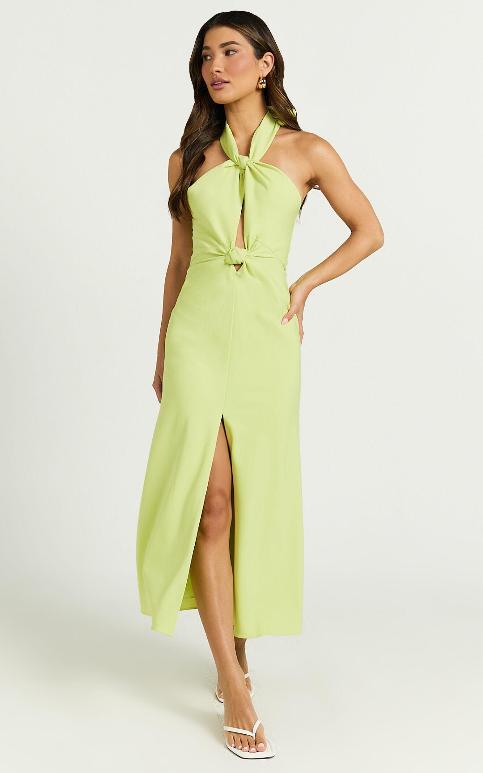 Amalie The Label - Levine Halter Front Cut Out Midi Dress in Citrus Product Image