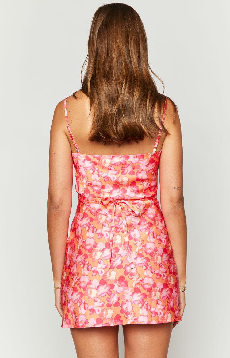 Kennie Orange Floral Print Mini Dress Product Image