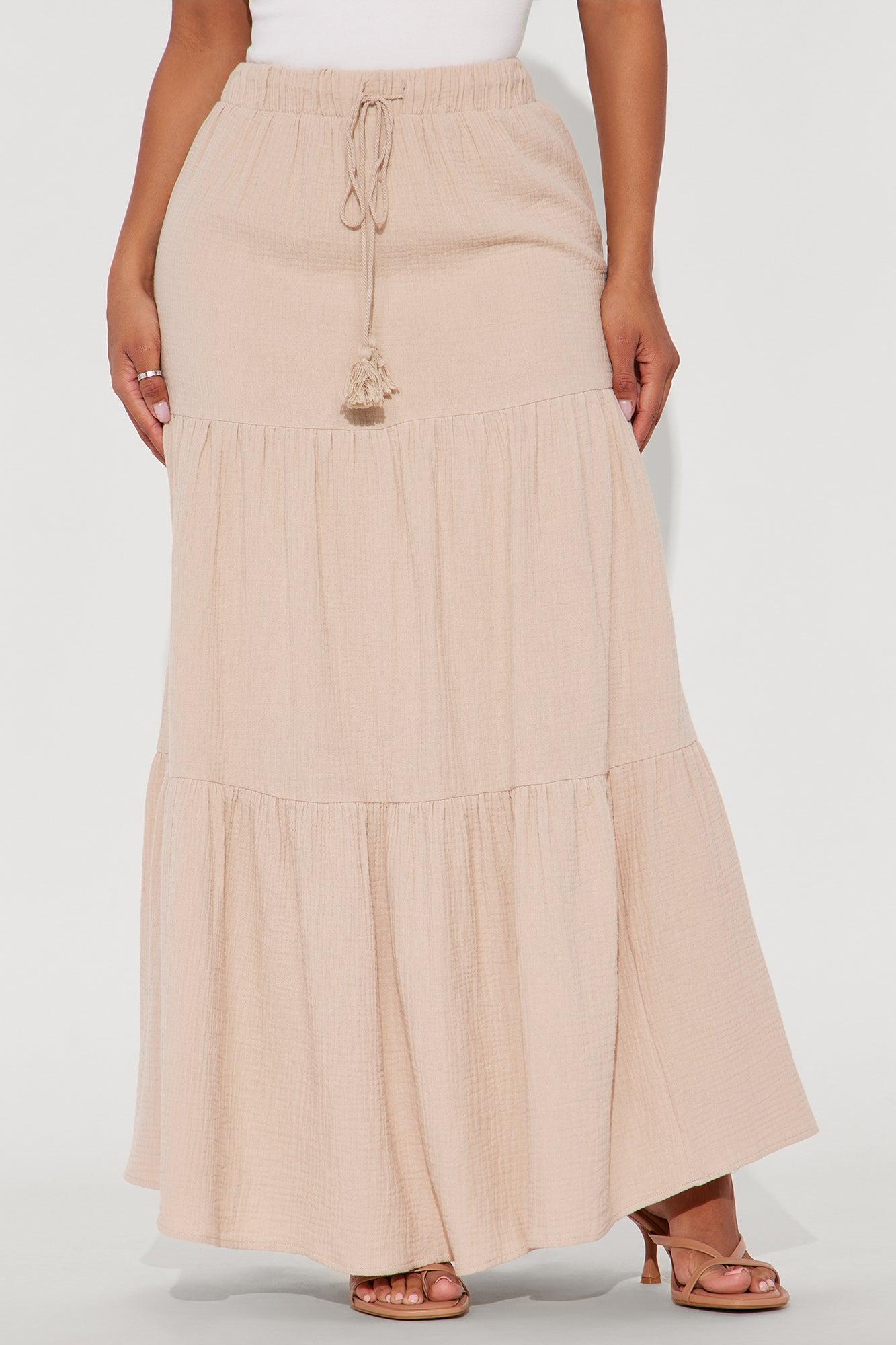 Emily Tiered Gauze Maxi Skirt - Taupe Product Image