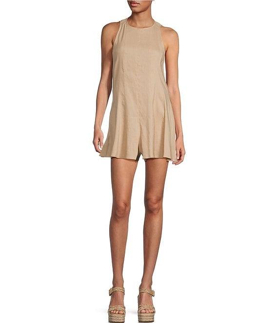 Gianni Bini Samie Linen Blend Halter Neck Sleeveless Romper Product Image