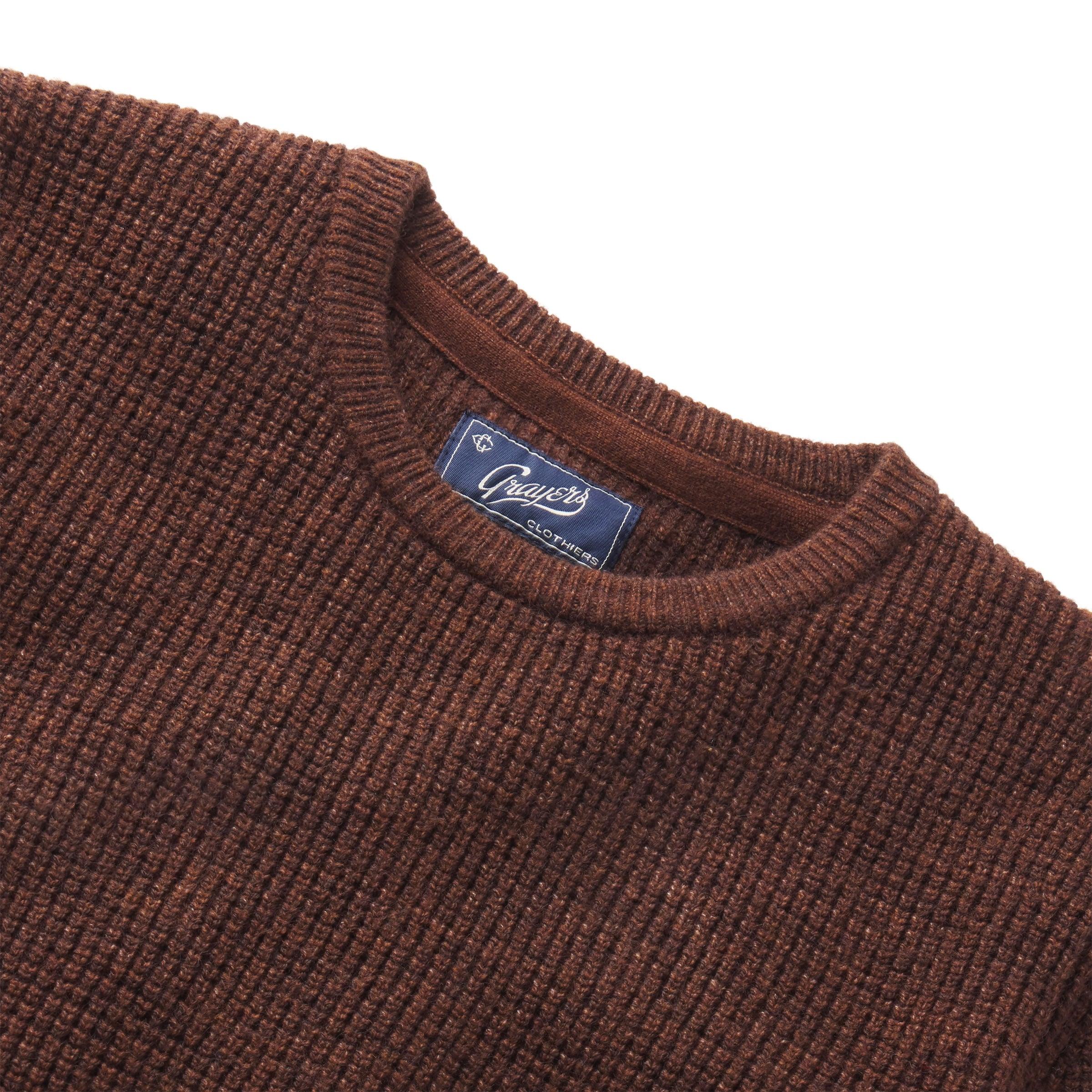 Waffle Stitch Crew Sweater - Brown Product Image