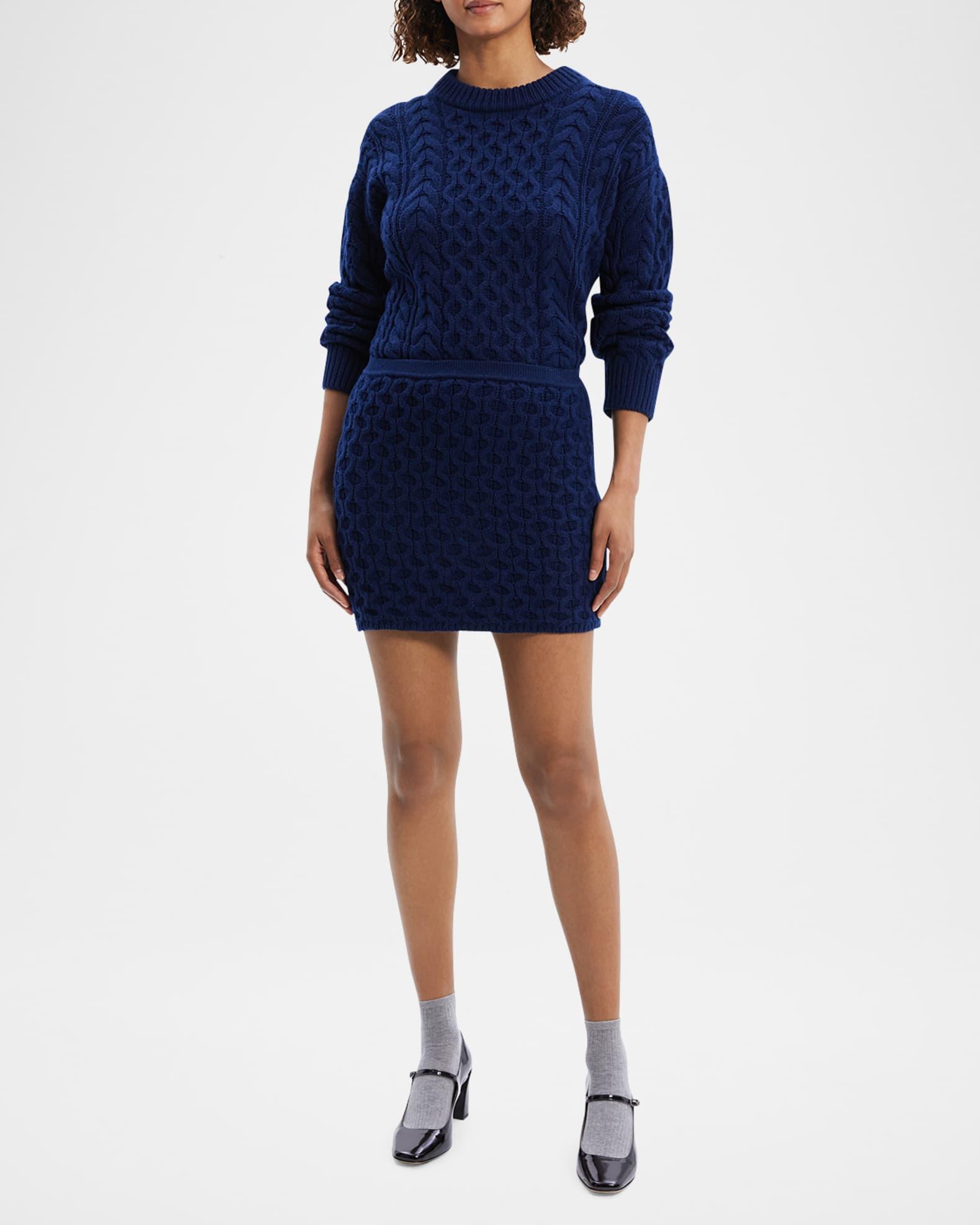 Cable-Knit Felted Wool-Cashmere Mini Skirt Product Image