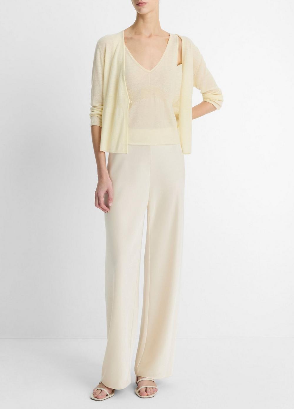 Wool & Cashmere-Blend Single-Button Cardigan Product Image