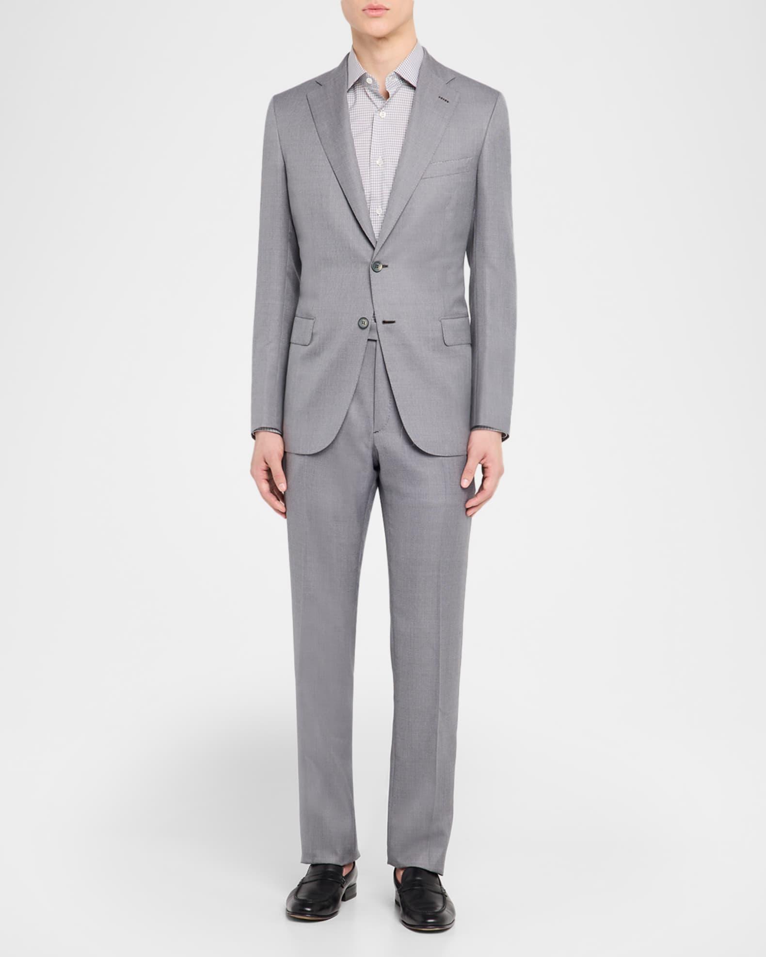 Men's Wool and Silk Modern Fit Two-Piece Suit Product Image