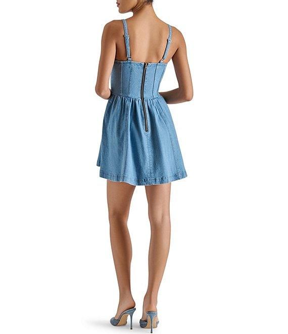 Steve Madden Rhonda Sweetheart Bustier Fit & Flare Denim Mini Dress Product Image