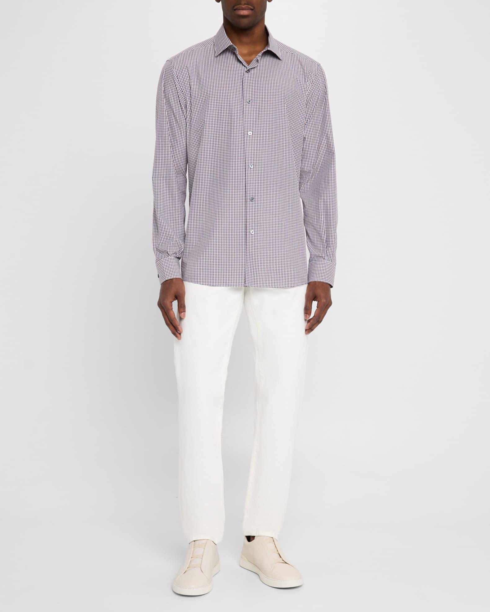 Men's Cotton Check Casual Button-Down Shirt Product Image