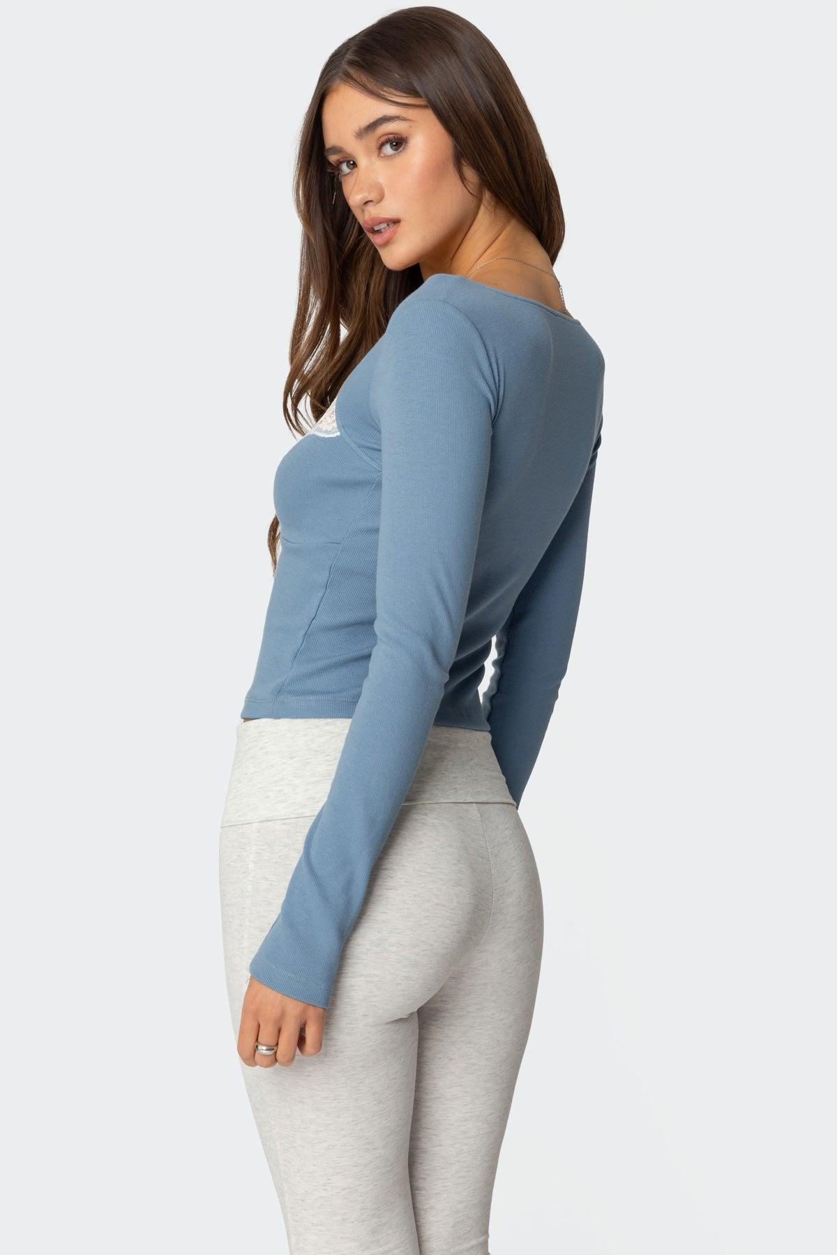 Morgyn Lace Trim Ribbed Top Product Image