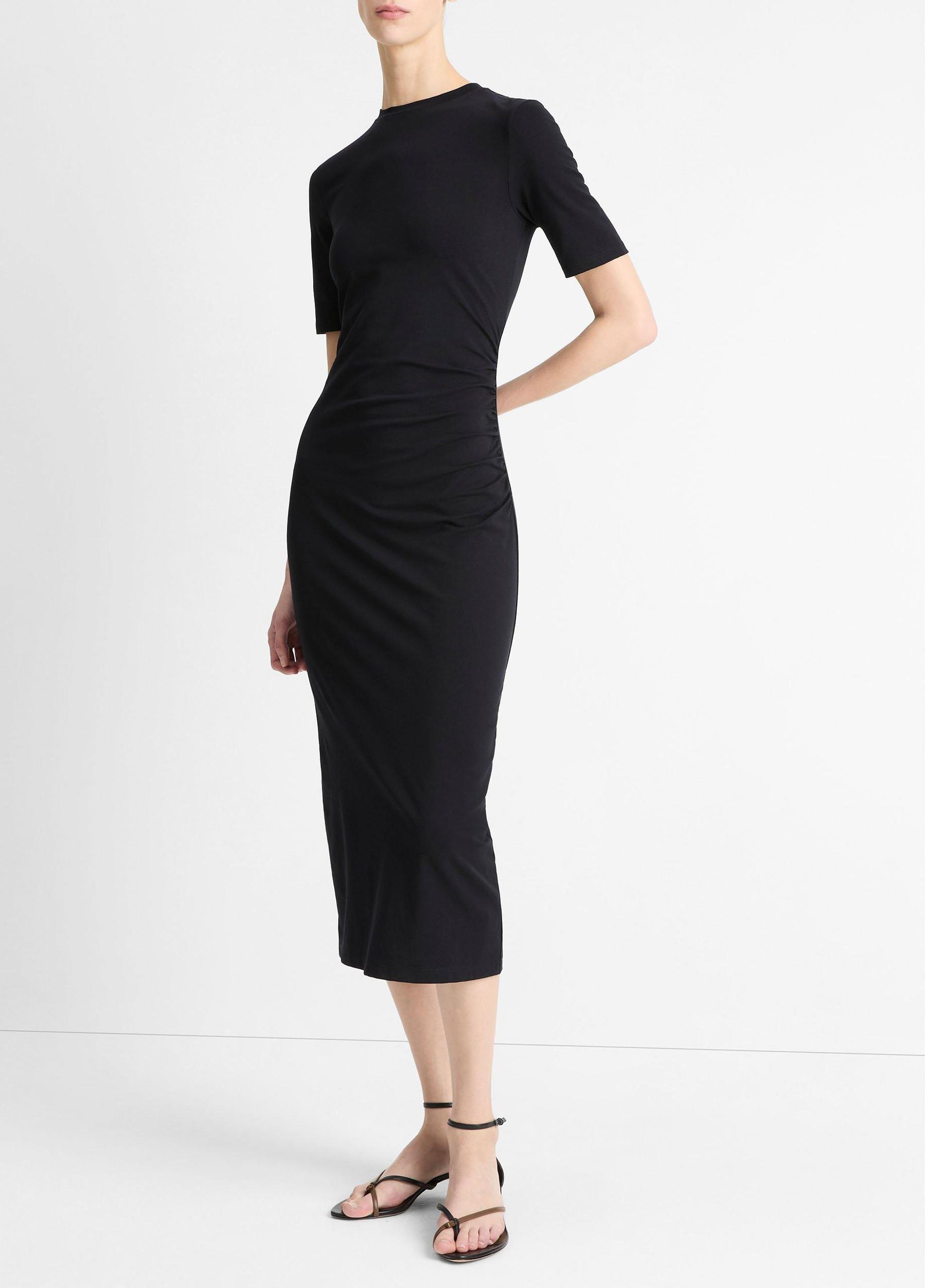 Pima Cotton-Blend Side-Drape Dress Product Image