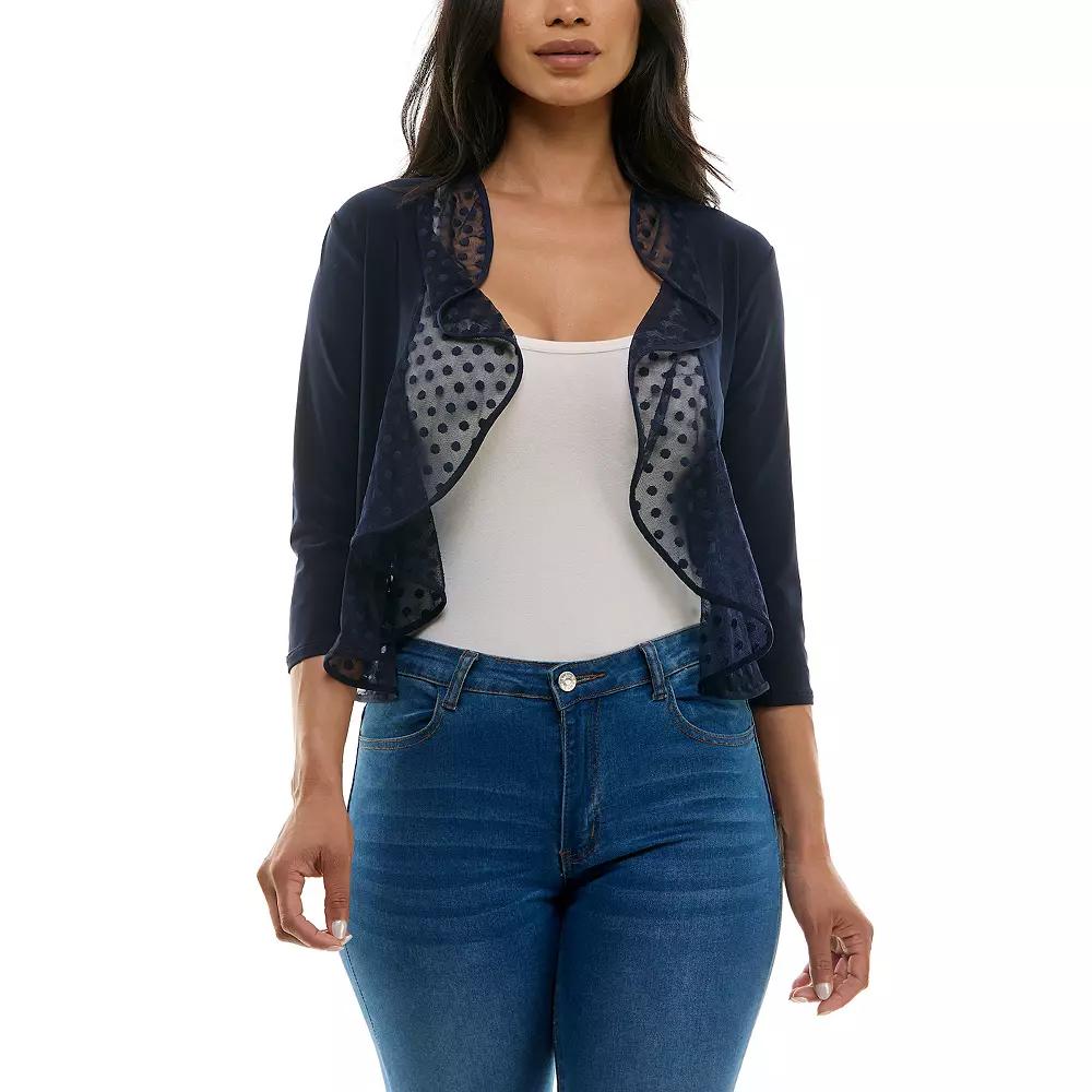 Women's Nina Leonard Bolero with Small Dot Mesh Ruffle,  Product Image